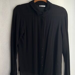 Reformation Woman’s Sheer Black Long-Sleeve Button-Down Shirt